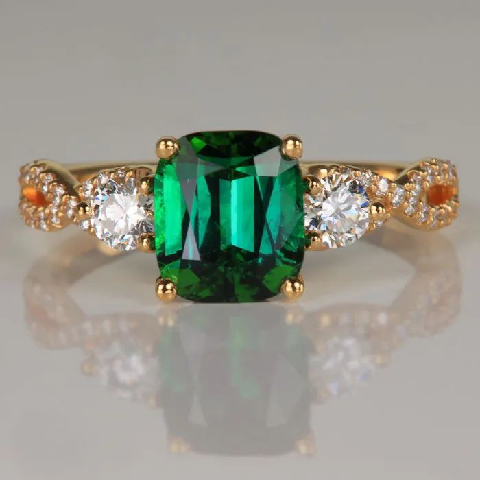 Rings Moriartys Gem Art 14K Yellow Gold Antique Cushion Cut Tourmaline and Diamond Ring 233 Carats Rings Moriartys Gem Art 14K Yellow Gold Antique Cushion Cut Tourmaline and Diamond Ring 233 Carats