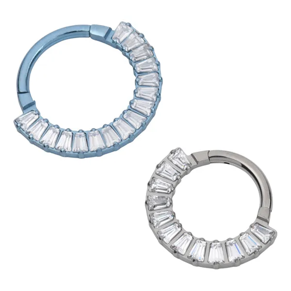 Rings Tulsa Body Jewelry Baguette CZ Titanium Hinged Ring
