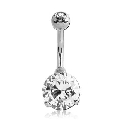 Rings Tulsa Body Jewelry Big Round CZ Prong Belly Ring