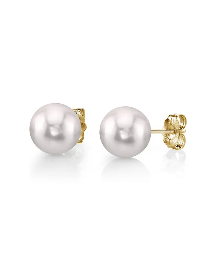 SPT Earrings 8085mm White Akoya Round Pearl Stud Earrings