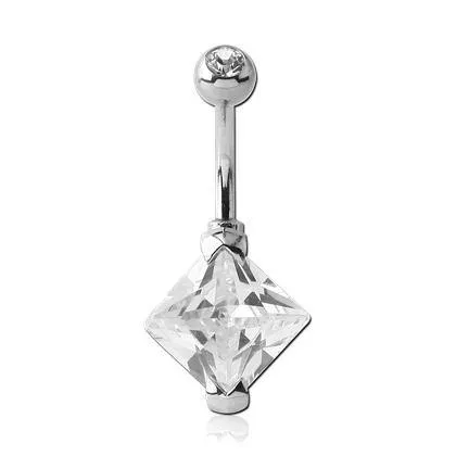 Tulsa Body Jewelry Big Diamond CZ Prong Belly Ring Rings