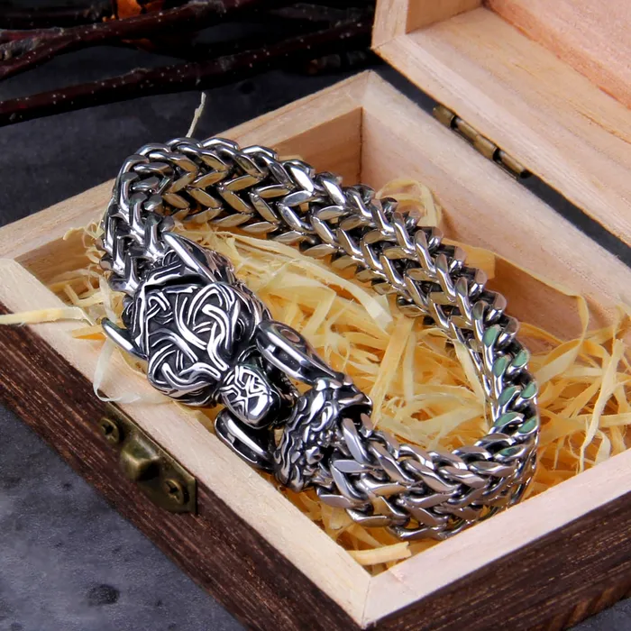 Bracelets AE Viking Bracelet Norse Wolves