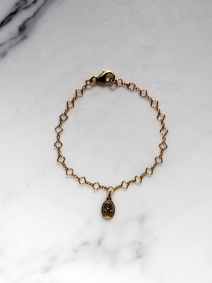 Bracelets The Little Catholic Miraculous Medal Floral Childrens Bracelet