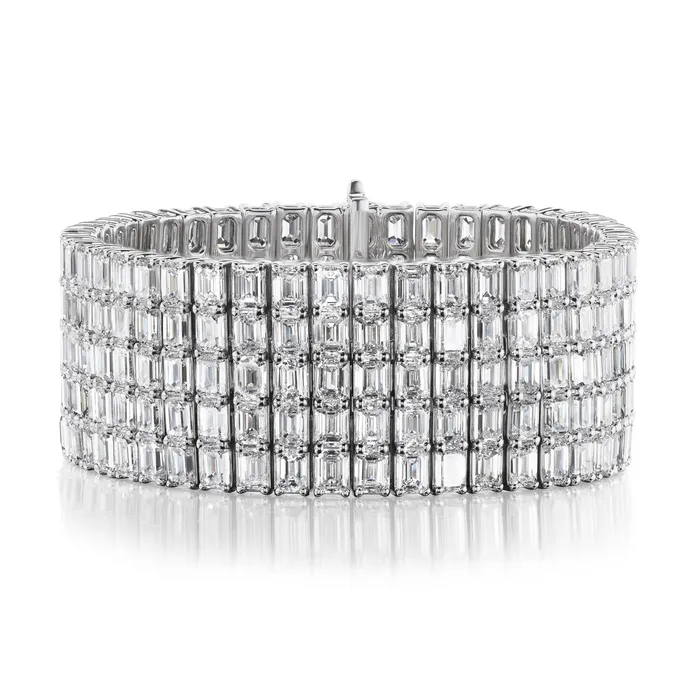 Five Row Emerald Cut Diamond Bracelet SG Fine Bracelets