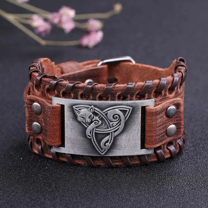 Freya Trinity Knot Leather Bracelet Valhalla Vikings Bracelets