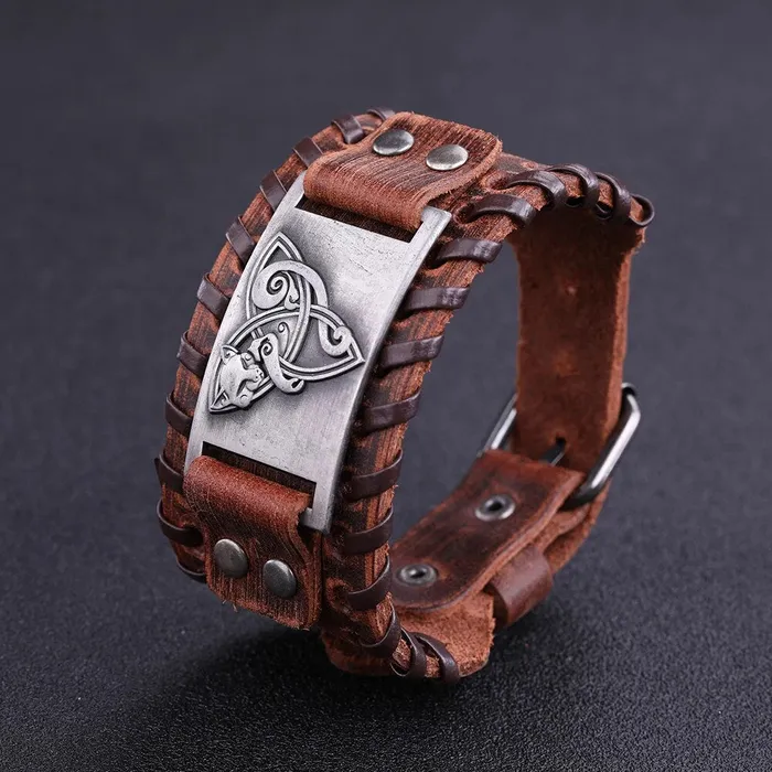 Freya Trinity Knot Leather Bracelet Valhalla Vikings Bracelets