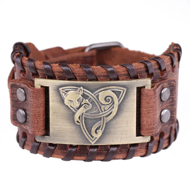 Freya Trinity Knot Leather Bracelet Valhalla Vikings Bracelets