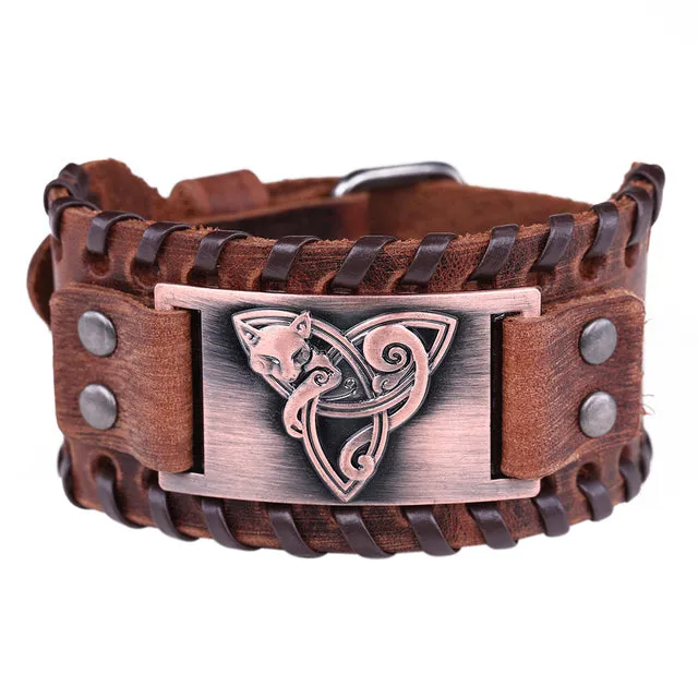 Freya Trinity Knot Leather Bracelet Valhalla Vikings Bracelets