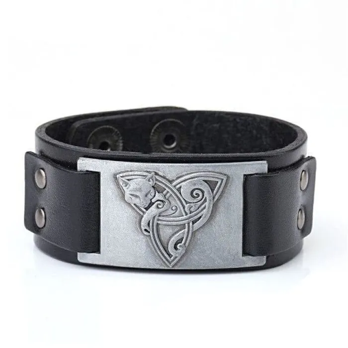 Freya Trinity Knot Leather Bracelet Valhalla Vikings Bracelets