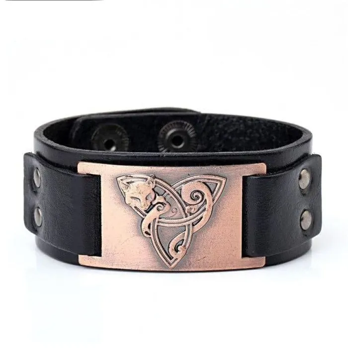 Freya Trinity Knot Leather Bracelet Valhalla Vikings Bracelets