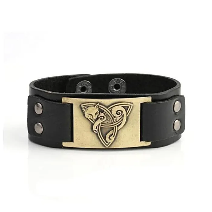 Freya Trinity Knot Leather Bracelet Valhalla Vikings Bracelets