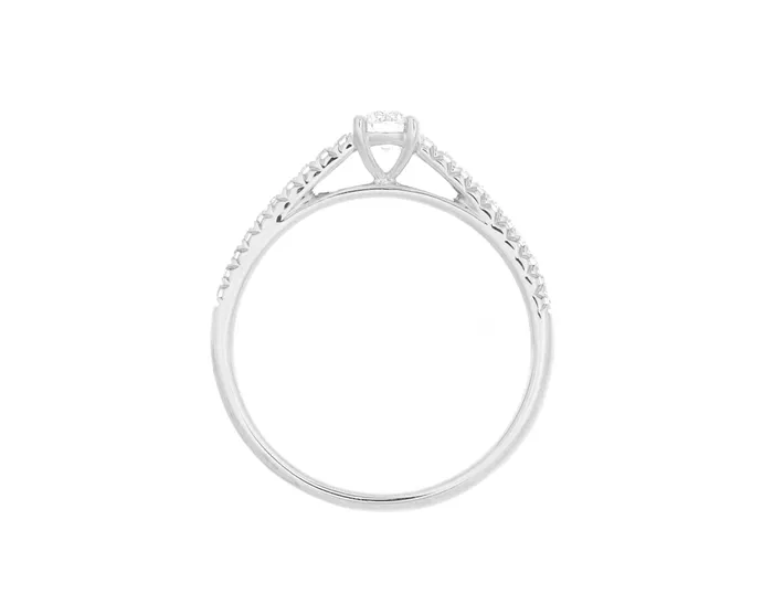 International Diamond Center Rings Complete Rings White Gold with 023 CTW Round Diamond Diamond Center Stone Classic Engagement Ring