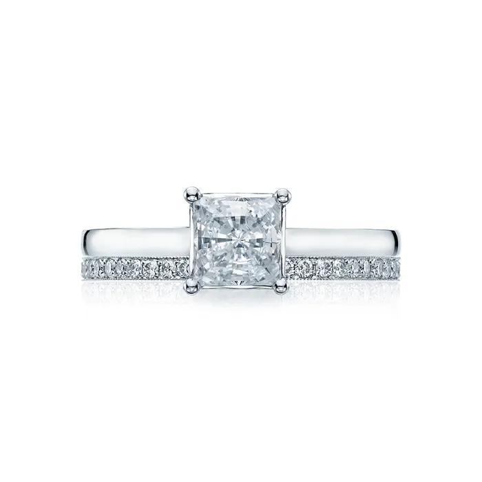 International Diamond Center Rings Tacori 18k White Gold Sculpted Crescent Princess Diamond Engagement Ring Setting 05 CTW International Diamond Center Rings Tacori 18k White Gold Sculpted Crescent Princess Diamond Engagement Ring Setting 05 CTW