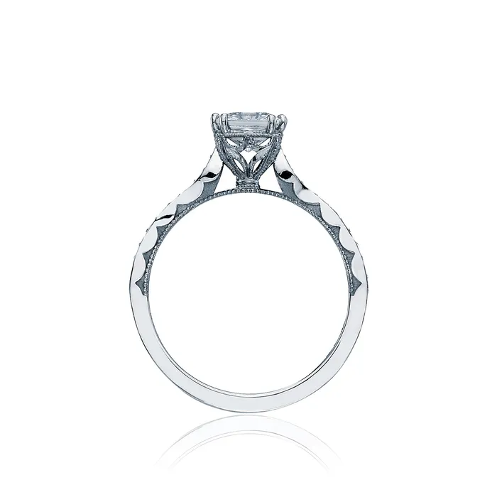 International Diamond Center Tacori 18k White Gold Sculpted Crescent Princess Diamond Engagement Ring Setting 016 CTW Rings