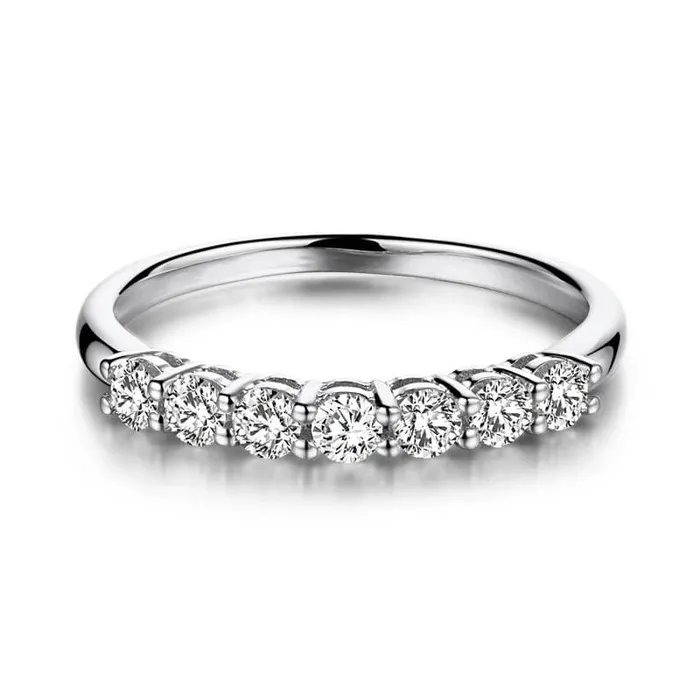 Luxus Moissanite Rings Jewelry Rings White Gold Plated Silver 7 Stone Moissanite Ladies Anniversary Ring 077ct
