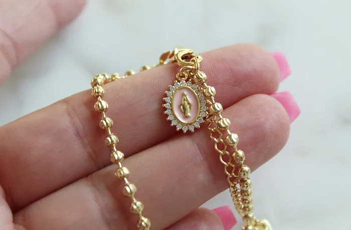 Mother Mary Bracelet in Pink TheLittleCatholic Bracelets