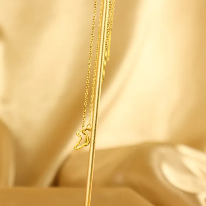 Omolola Jewellery Earrings Adanna 18ct Gold Plated Stainless Steel Africa Map Drop Earrings