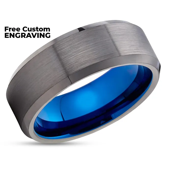 Rings Clean Casting Jewelry Blue Tungsten Wedding Ring Gunmetal Wedding Ring Blue Wedding Ring Gunmetal