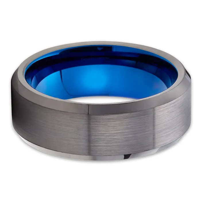 Rings Clean Casting Jewelry Blue Tungsten Wedding Ring Gunmetal Wedding Ring Blue Wedding Ring Gunmetal