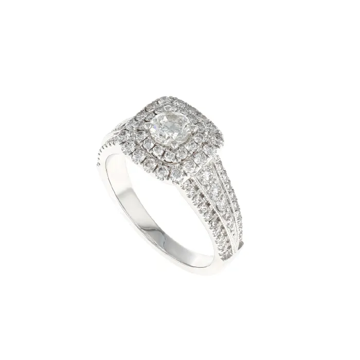 Rings Shop IDC estore Round Double Halo Complete Engagement Ring 14K White Gold 143CTW