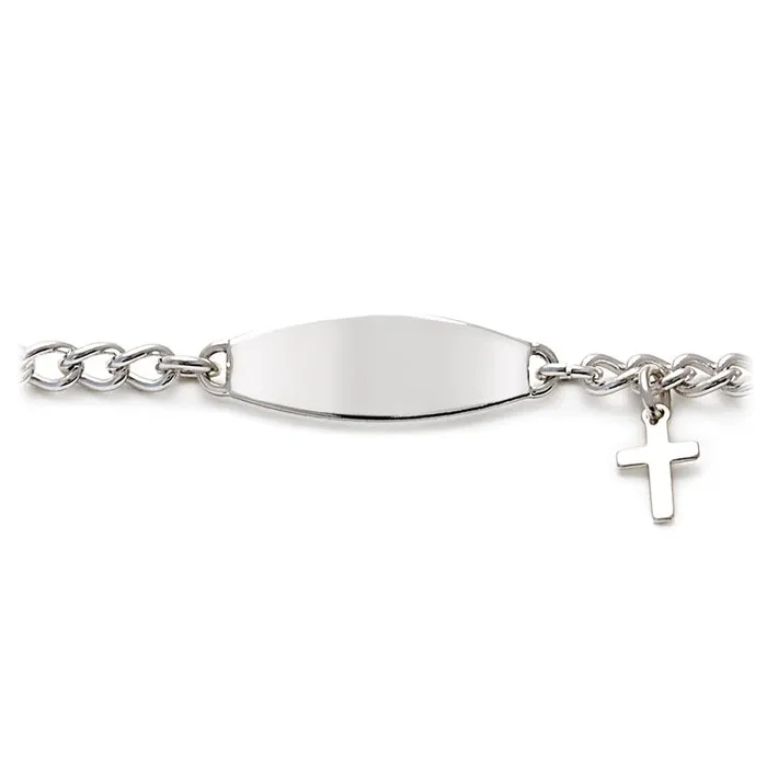 Speidel My First ID Bracelet with Plaque and Cross Charm Silver Gold Tone Bracelets