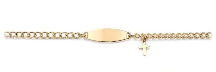 Speidel My First ID Bracelet with Plaque and Cross Charm Silver Gold Tone Bracelets