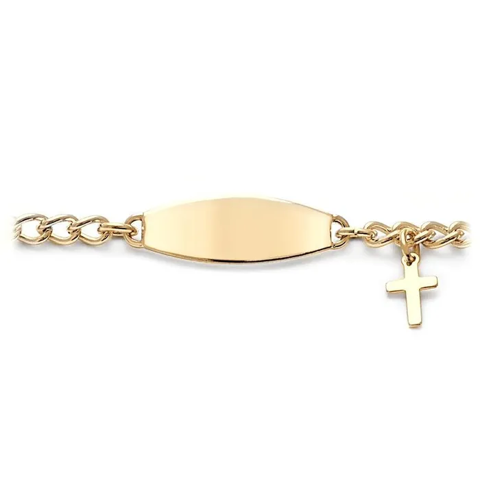 Speidel My First ID Bracelet with Plaque and Cross Charm Silver Gold Tone Bracelets