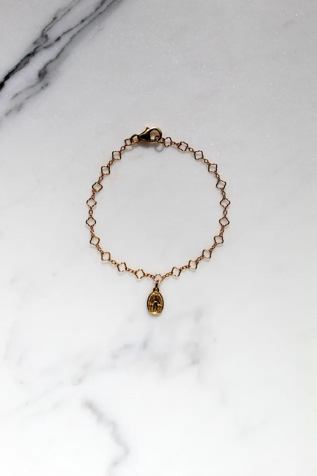 The Little Catholic Miraculous Medal Floral Bracelet Bracelets