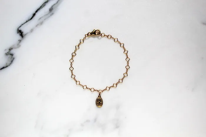 The Little Catholic Miraculous Medal Floral Bracelet Bracelets
